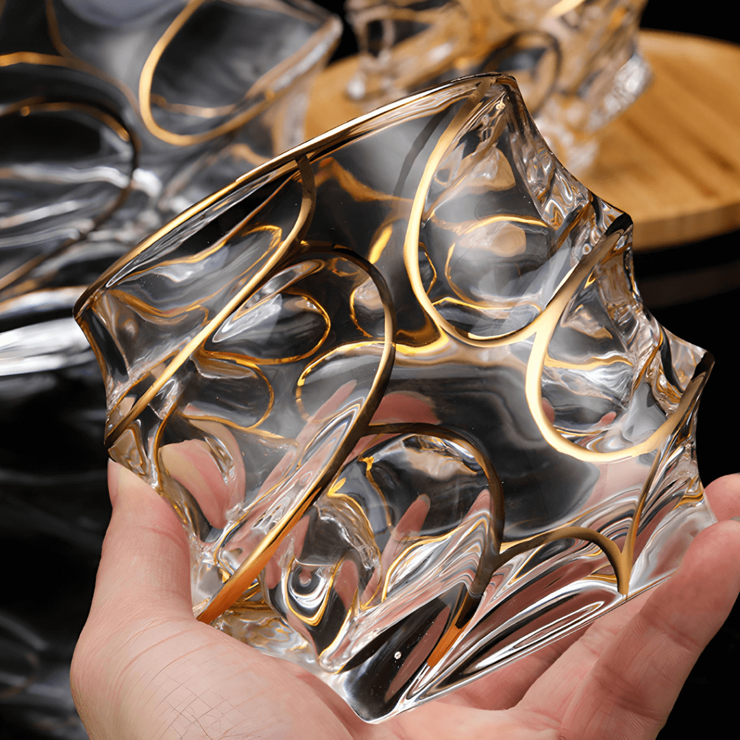 Verre à whisky en cristal japonais Arashi doré – image 8