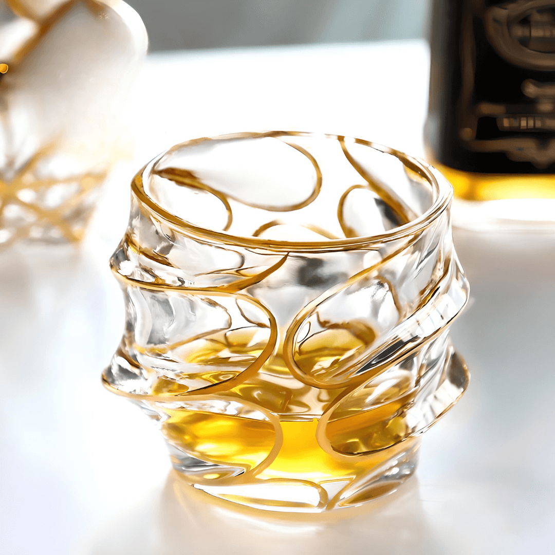 Verre à whisky en cristal japonais Arashi doré
