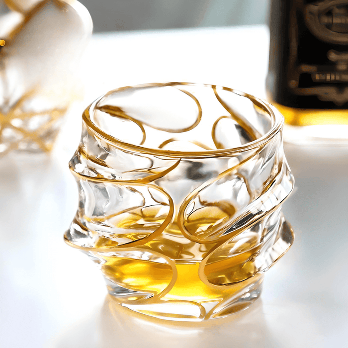 Verre à whisky en cristal japonais Arashi doré