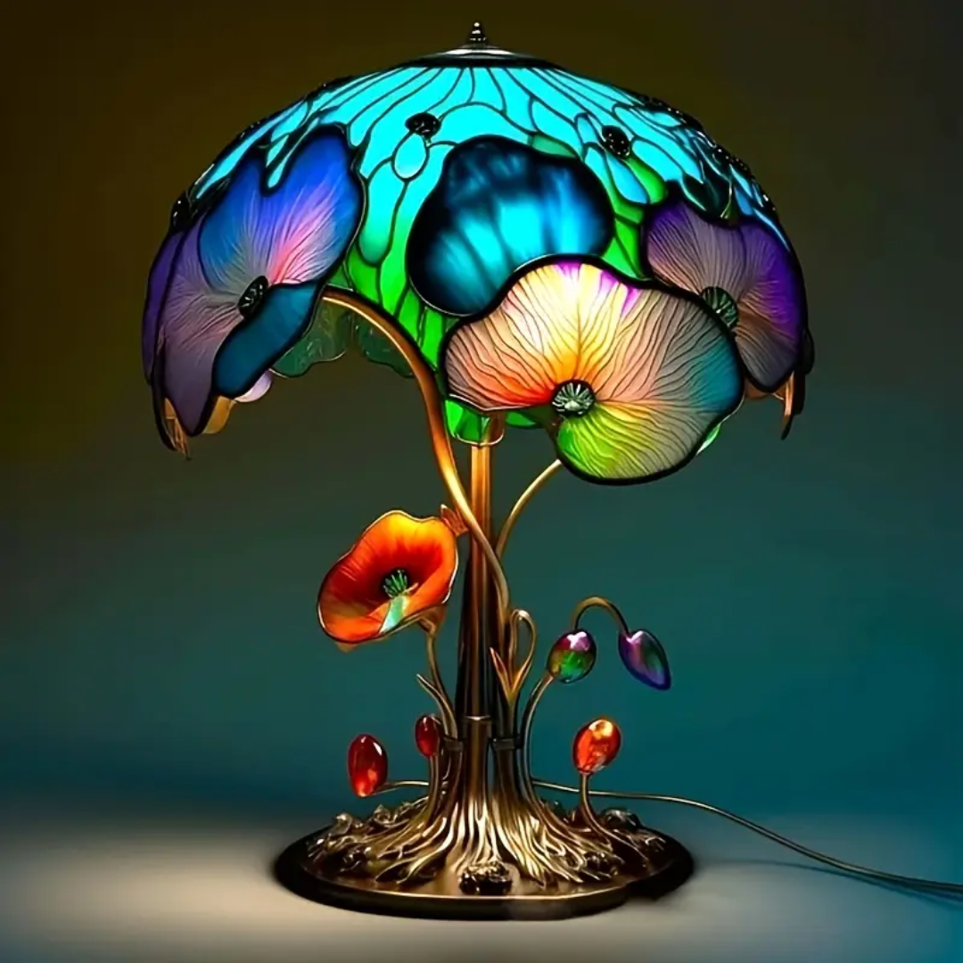 Lampe champignon fleurie bohème chic