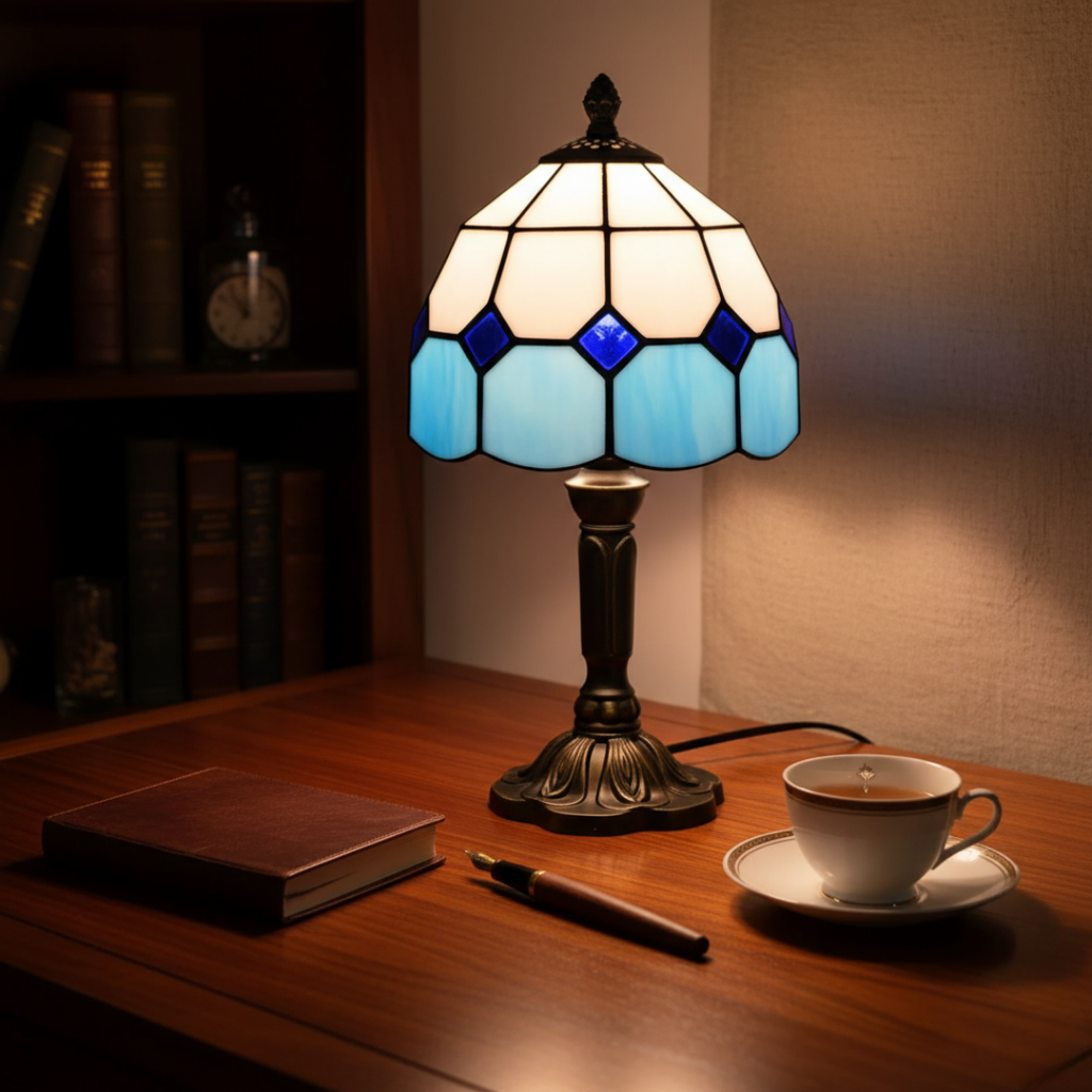 Lampe style Tiffany Pensées nuageuses – image 3
