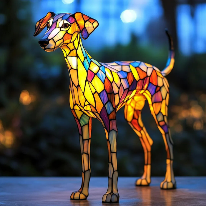 Lampe style vitrail inspirée du whippet