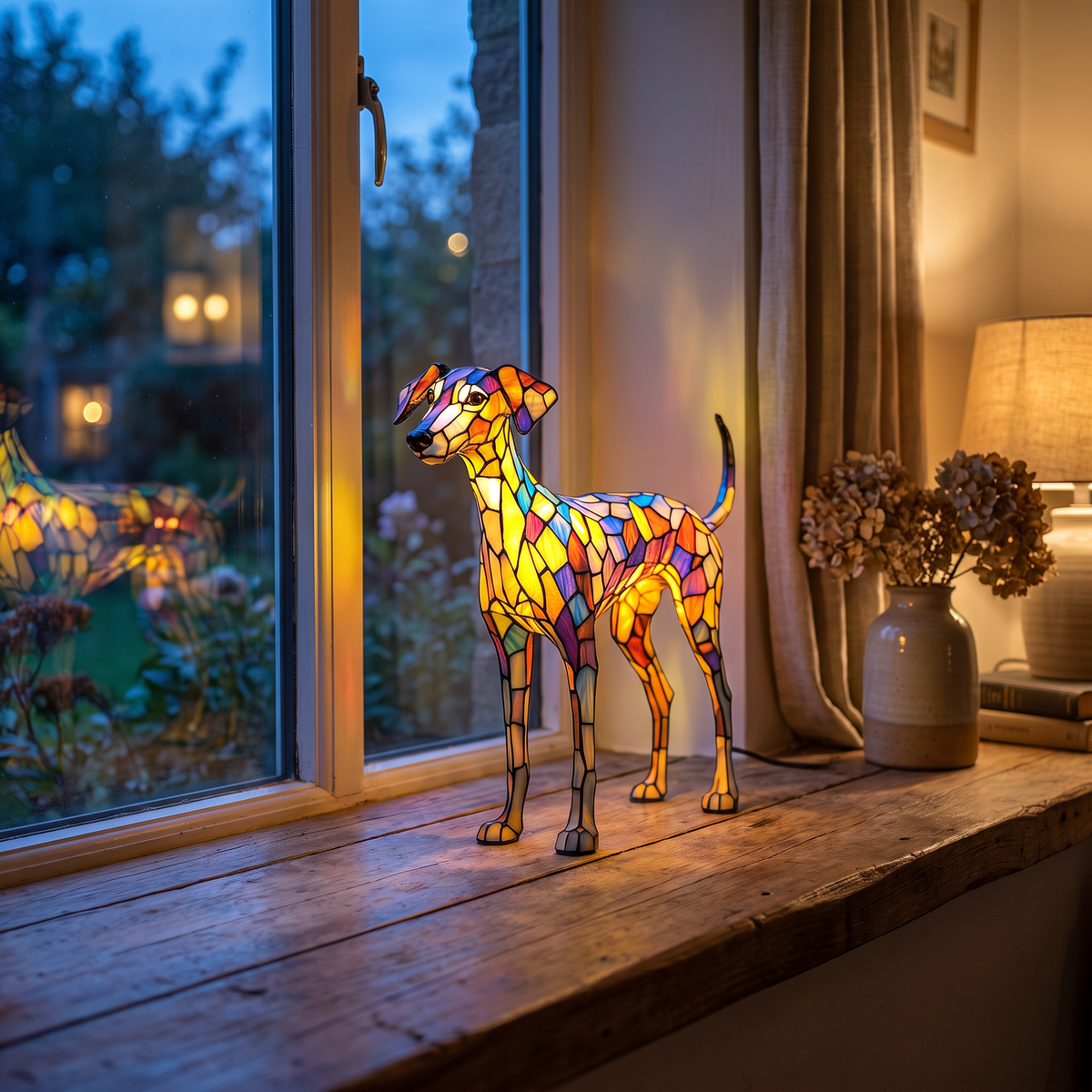 Lampe style vitrail inspirée du whippet – image 3